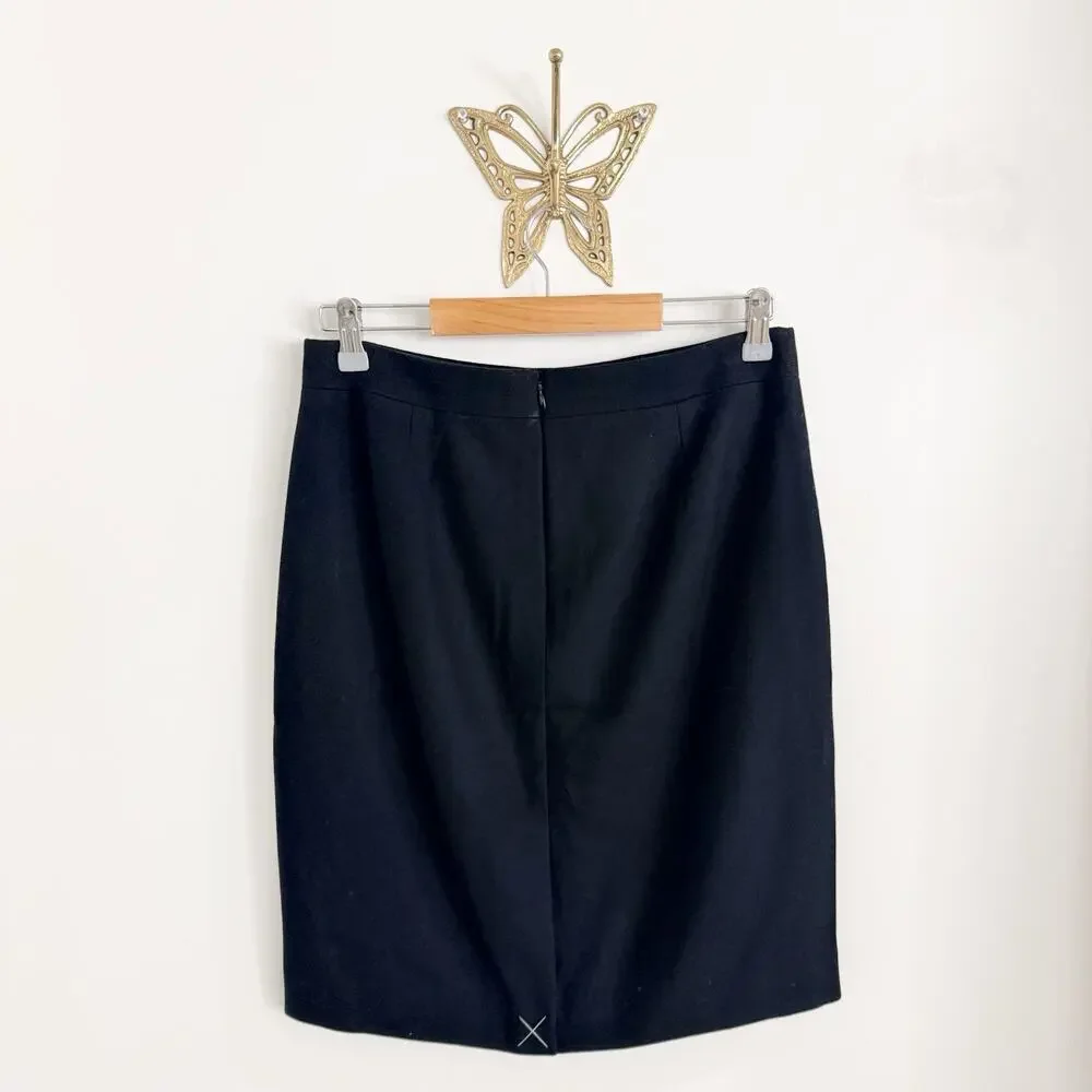J Crew Pencil Knee Length wool Skirt Black Size 6 KD NEW